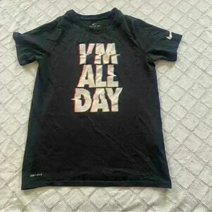 Boys Nike T-shirt youth M Athletic Cut Black Dri-fit breathable “I’m All Day”